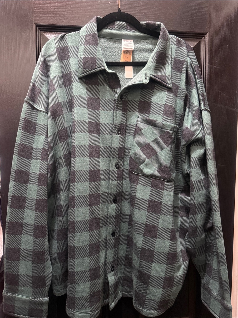 VS PINK Green and Black Buffalo Plaid Button-Up Shirt Jacket